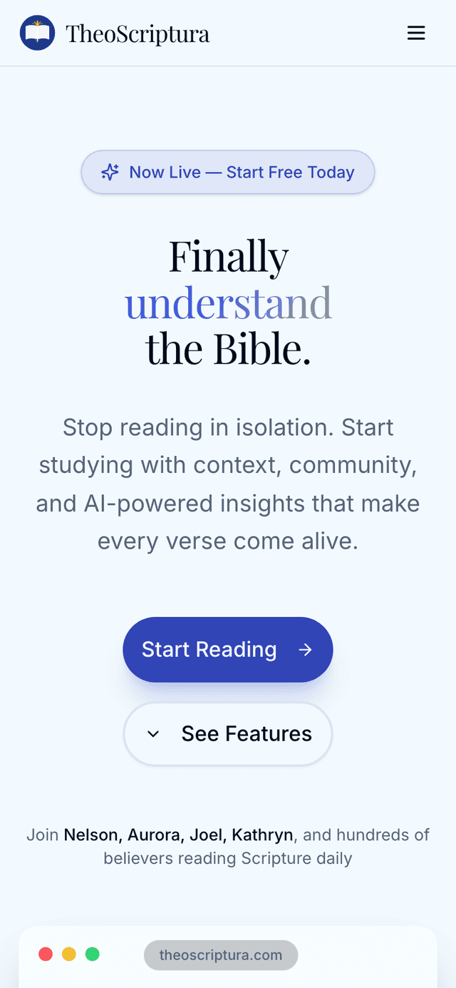 TheoScriptura Home Screen