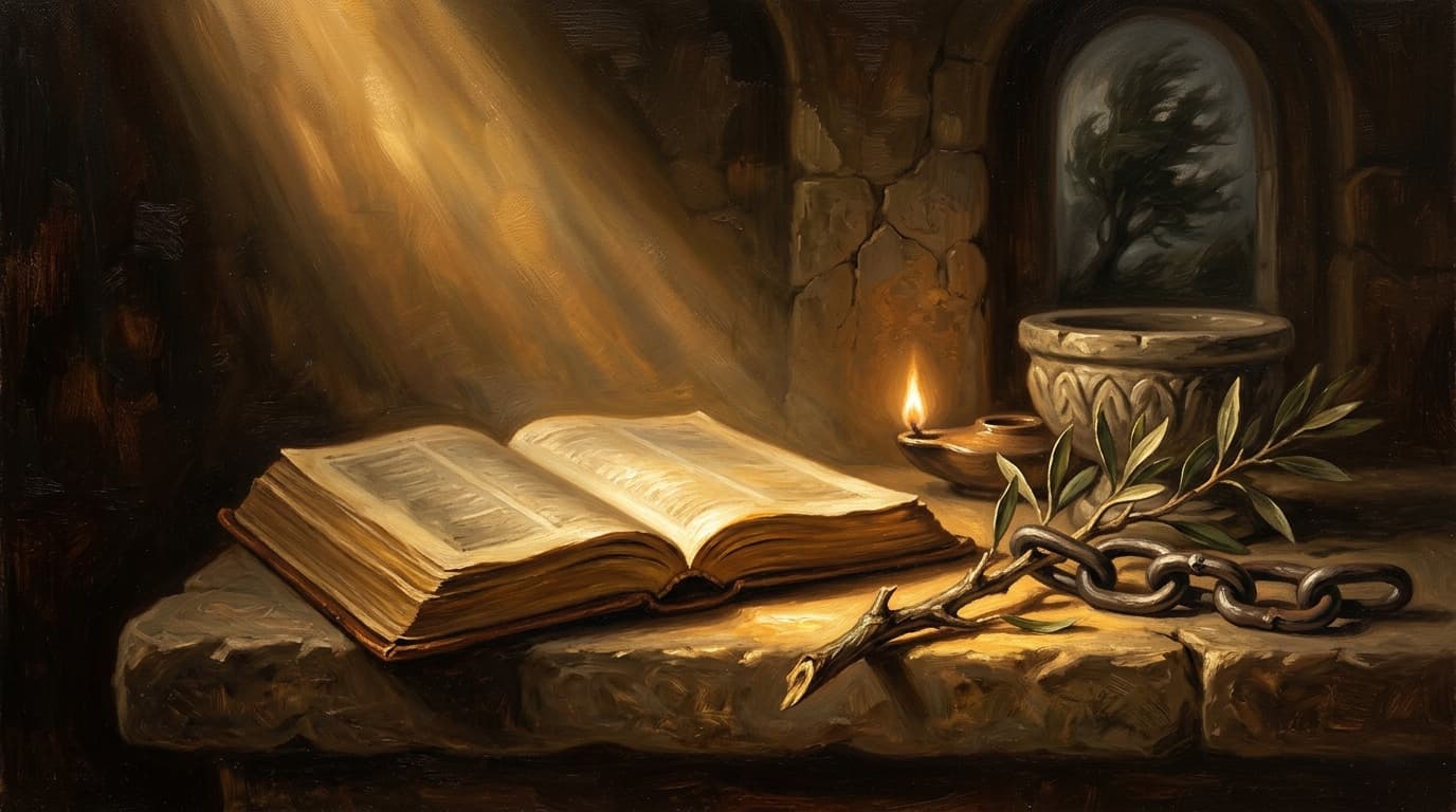 Illustration for "Bible verses about strength: finding solace in scripture" — warm, painterly scene inspired by the article's themes