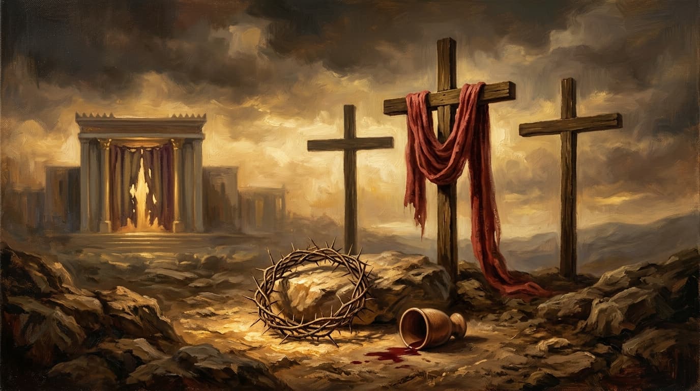 Illustration for "What happened on Good Friday: The day that changed history" — warm, painterly scene inspired by the article's themes