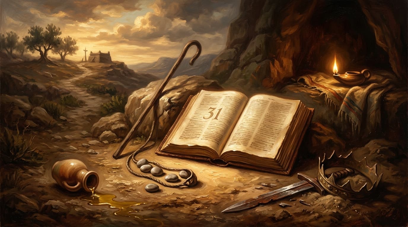Illustration for "How many chapters in 1 Samuel? A complete guide to the book's structure and content" — warm, painterly scene inspired by the article's themes