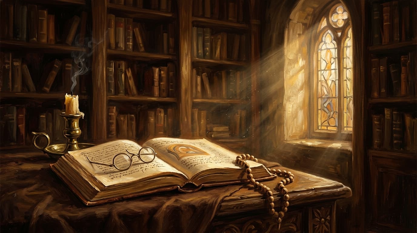 Illustration for "How to pray effectively: insights from the theologians" — warm, painterly scene inspired by the article's themes
