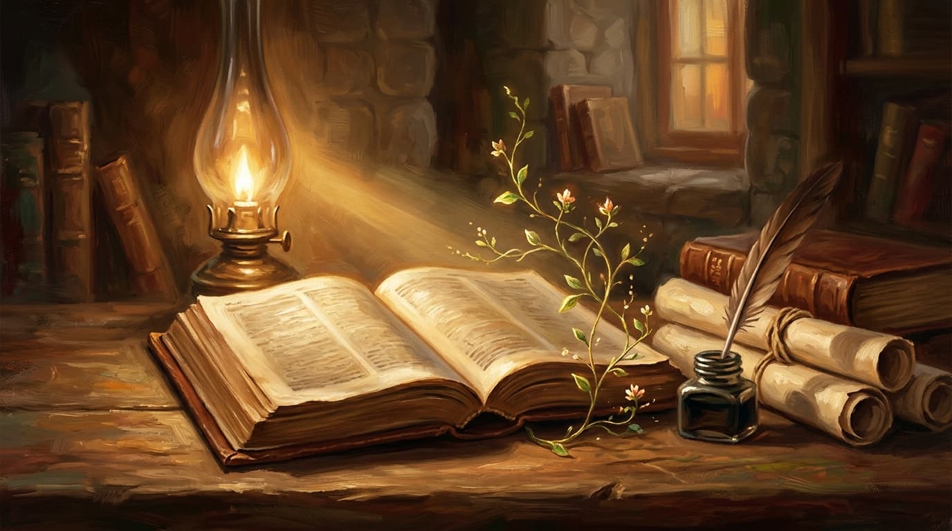 Illustration for "How to study the Bible for beginners: methods that bring Scripture to life" — warm, painterly scene inspired by the article's themes