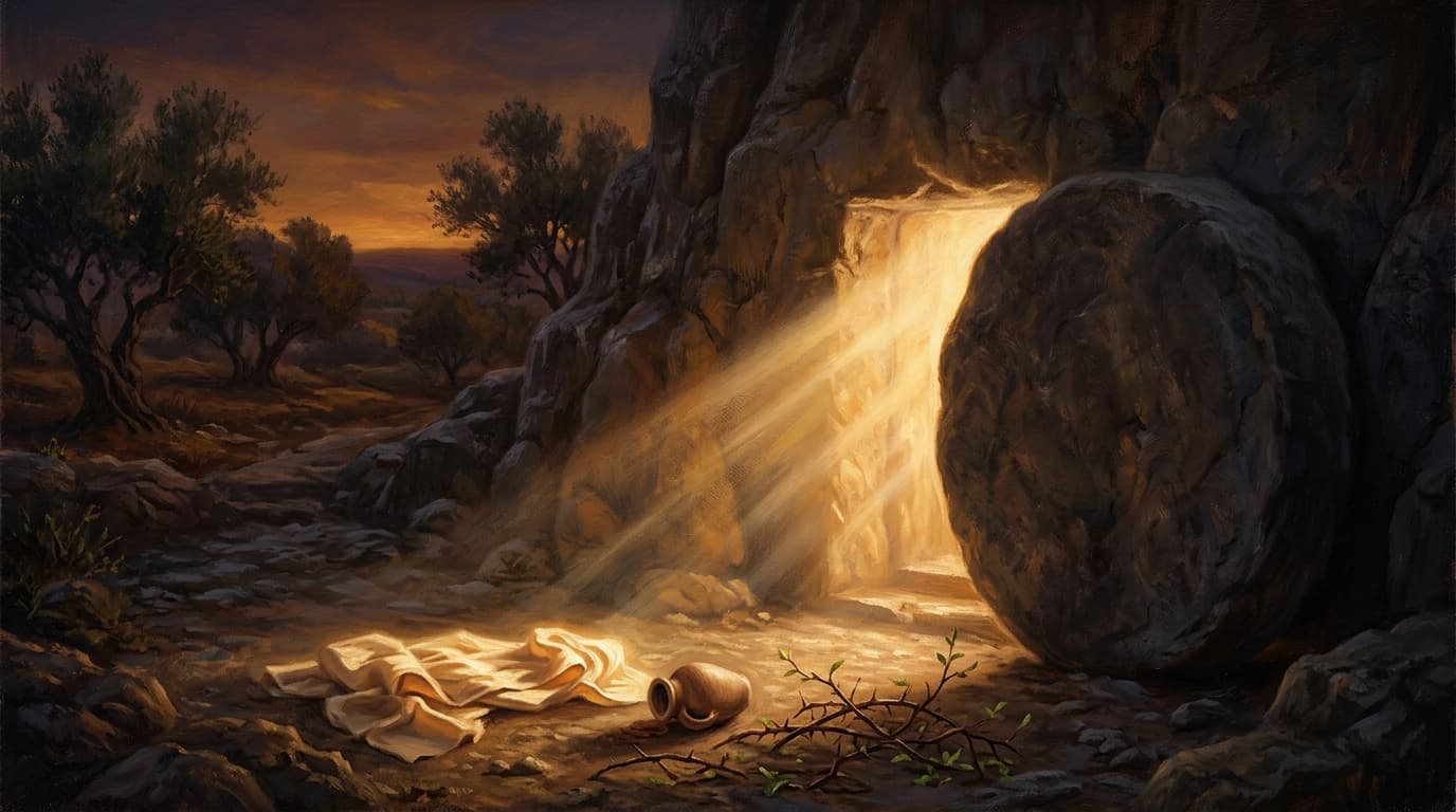 Illustration for "The resurrection of Jesus: what the earliest sources tell us" — warm, painterly scene inspired by the article's themes