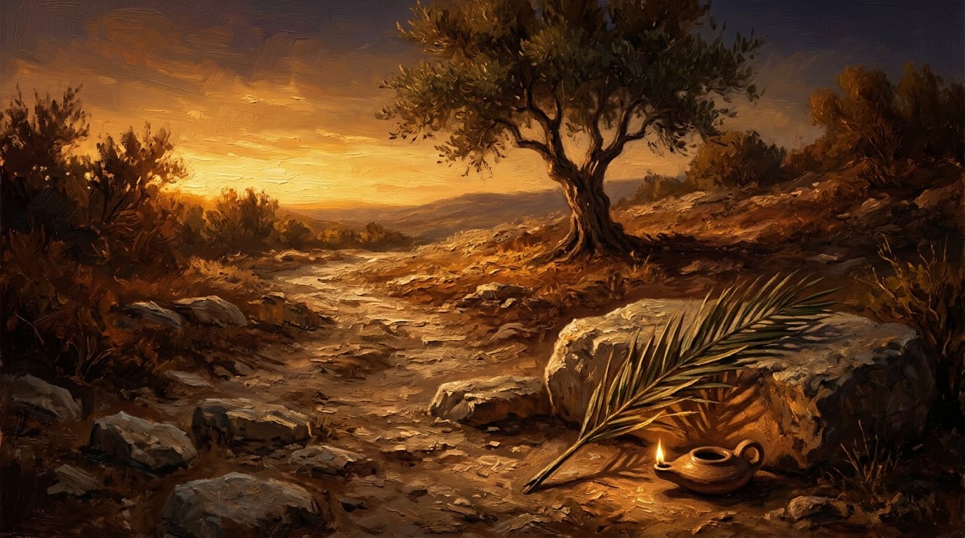 Illustration for "Turn the other cheek: what Jesus was actually asking" — warm, painterly scene inspired by the article's themes