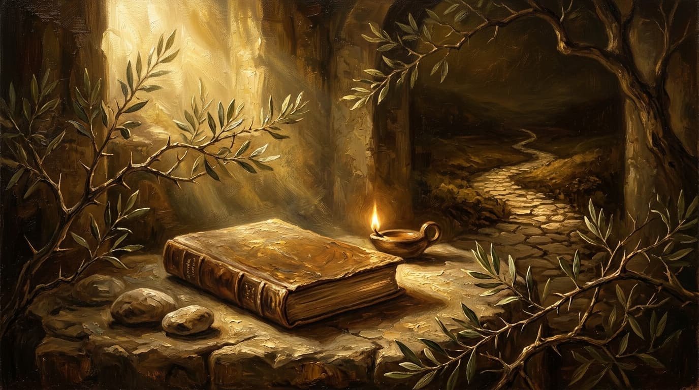 Illustration for "What does the Bible say about life's hardest questions" — warm, painterly scene inspired by the article's themes
