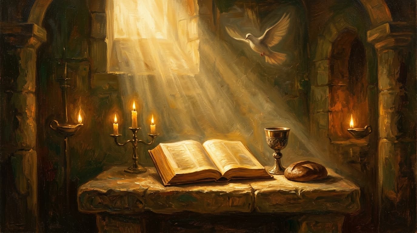 Illustration for "What is the Holy Spirit: Person, not force" — warm, painterly scene inspired by the article's themes